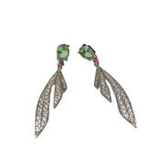 Silver Leaf Earrings Long Tassels Dangle Earrings