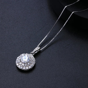 925 Silver Crystal Pendant Necklace