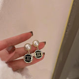 Diamond Inlay Silver Needle Leather Earrings Retro Niche Style