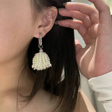 Silver Needle Tassel Earrings Drop Sense Exaggerated Design for Women