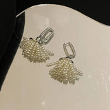 Silver Needle Tassel Earrings Drop Sense Exaggerated Design for Women