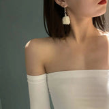 Silver Needle Tassel Earrings Drop Sense Exaggerated Design for Women