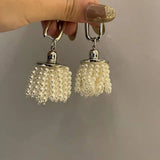 Silver Needle Tassel Earrings Drop Sense Exaggerated Design for Women