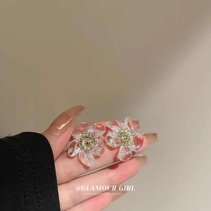 Silver Needle Resin Fairy Flower Earrings Sweet Wind