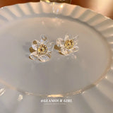 Silver Needle Resin Fairy Flower Earrings Sweet Wind
