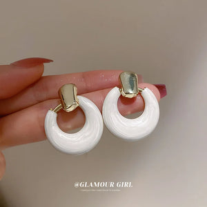 Silver Needle Hoop Earrings Exaggerated Natural Earrings