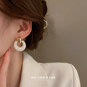 Silver Needle Hoop Earrings Exaggerated Natural Earrings
