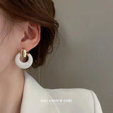Silver Needle Hoop Earrings Exaggerated Natural Earrings