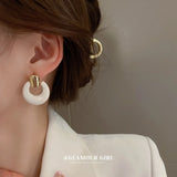 Silver Needle Hoop Earrings Exaggerated Natural Earrings