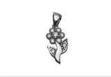 925 Silver Flower Pendant Rhodium-Plated with Zircon