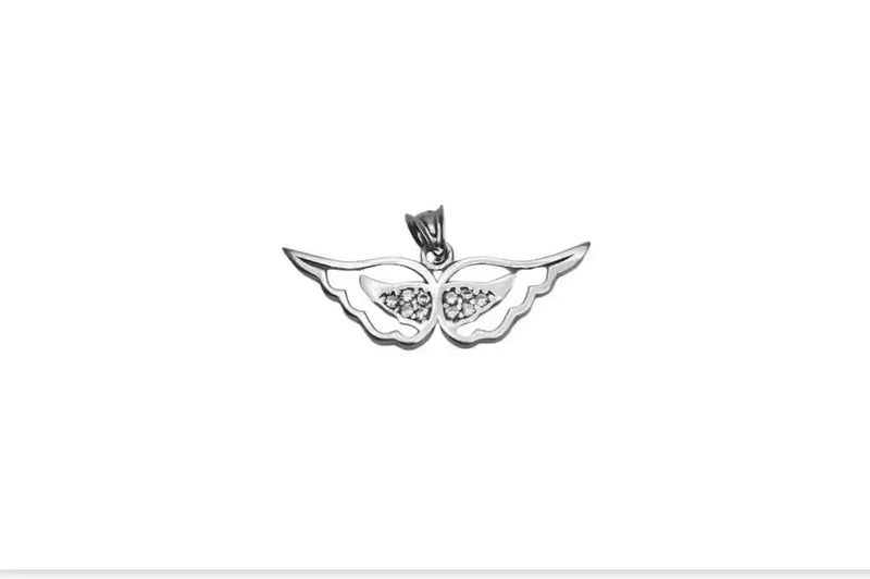 925 Silver Pendant with Zircon Wings Plated
