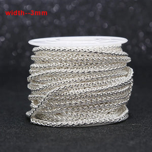 Silver Plated Steel Wheat Braided Chain 3mm for DIY Necklace Bracelet