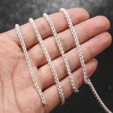 Silver Plated Steel Wheat Braided Chain 3mm for DIY Necklace Bracelet