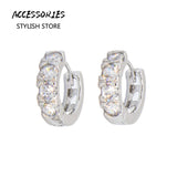 Silver Plated Diamond Hoop Earrings for Women Small Earrings