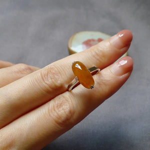 Ice Tangerine Chalcedony Silver Ring for Women