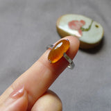 Ice Tangerine Chalcedony Silver Ring for Women