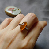 Ice Tangerine Chalcedony Silver Ring for Women