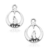 Silver Moon Stars Gray Wolf Prayer Beads Tassel Tip