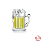 Silver Flower Cake Sandwich Beer Charm Beads DIY Jewelry