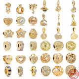 European Glod Sparking Charm Beads for Bracelet DIY