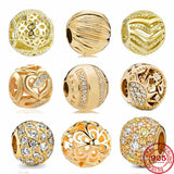 European Glod Sparking Charm Beads for Bracelet DIY