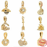 European Glod Sparking Charm Beads for Bracelet DIY