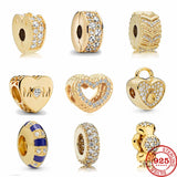 European Glod Sparking Charm Beads for Bracelet DIY