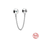Silver Safety Chain Moon Flower Butterfly Queen Bead