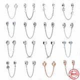 Silver Safety Chain Moon Flower Butterfly Queen Bead