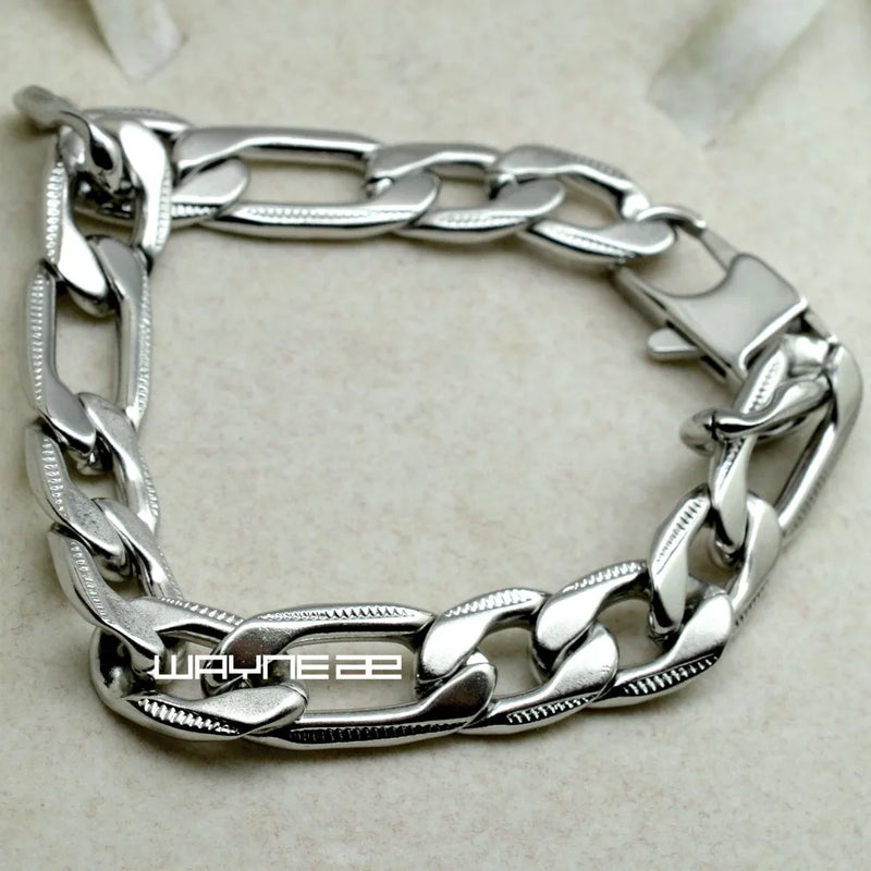 SilverTone Stainless Steel Link Chain Men's Bracelet B179
