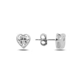 Silverlina Silver 6mm Zircon Heart Earrings