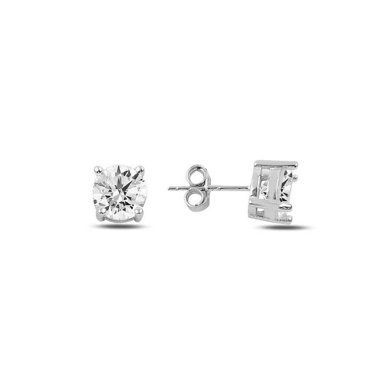 Silverlina Silver 7mm Zircon Engagement Earrings