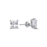 Silverlina Silver 7mm Zircon Square Earrings