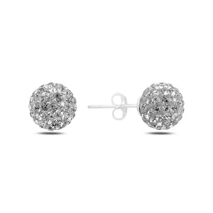 Silverlina Silver Ball Crystal Stone Earrings