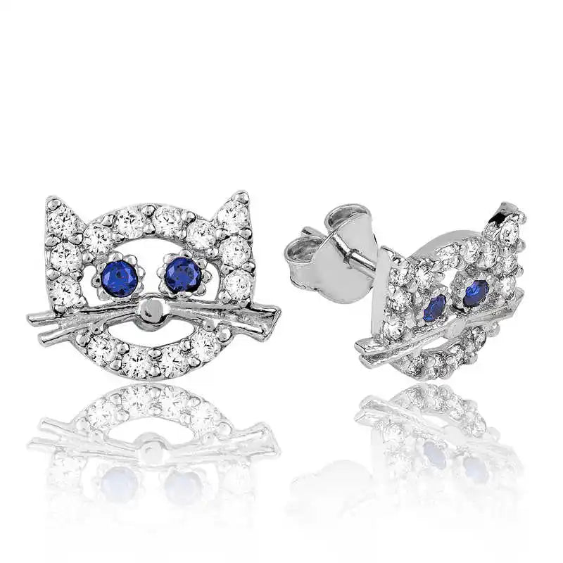 Silverlina Studded Cat Earrings