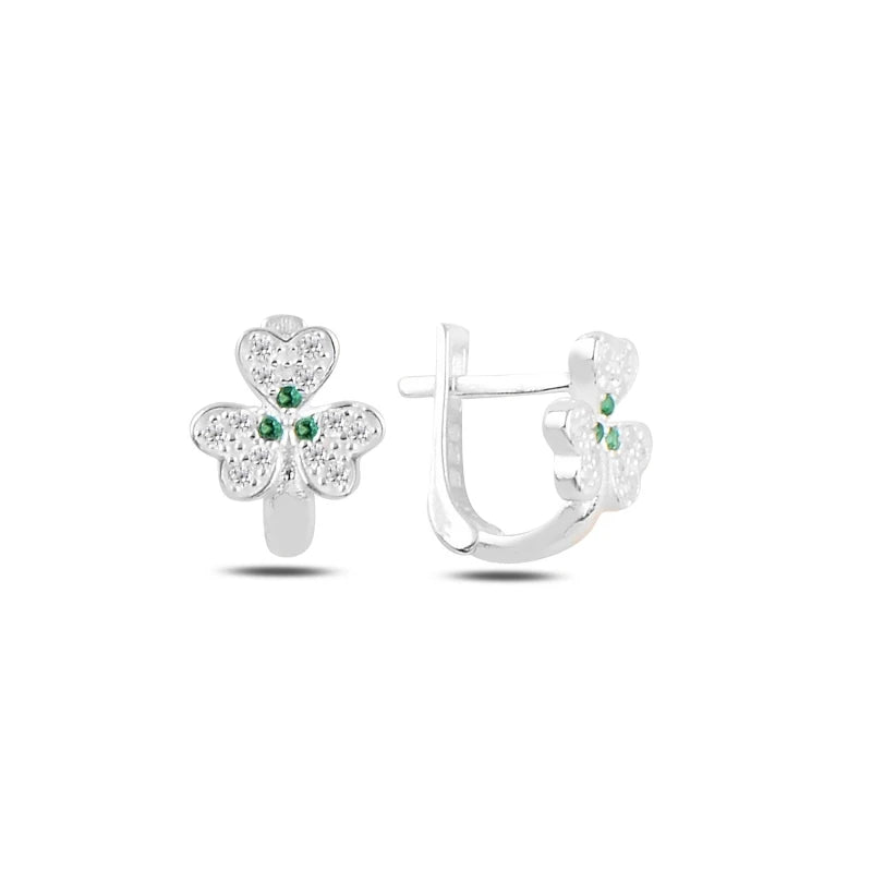 Silverlina Silver Clover Zircon Child Tag Necklace