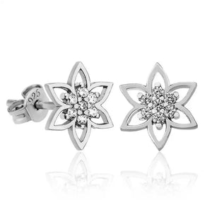 Silverlina Silver Crystal Flower Women's Earrings