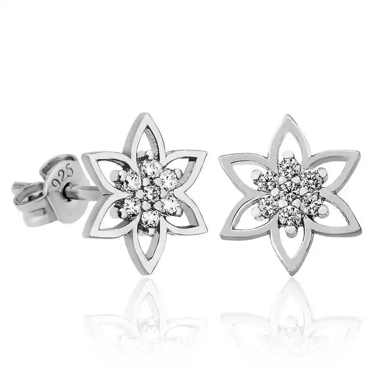 Silverlina Silver Crystal Flower Women's Earrings