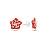 Silver Daisy Crystal Stone Earrings