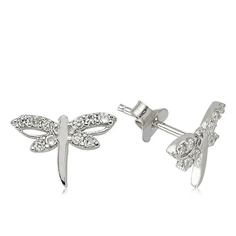 Silver Dragonfly Stud Earrings