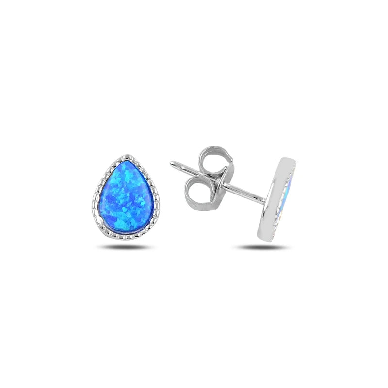 Silverlina Silver Drop Opal Stone Earrings