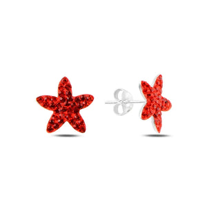 Silverlina Silver Flower Crystal Stone Earrings