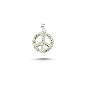 Silverlina Silver Gemstone Peace Mark Pendant