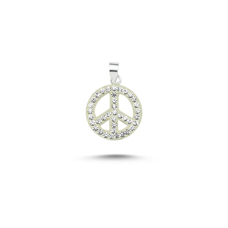Silverlina Silver Gemstone Peace Mark Pendant