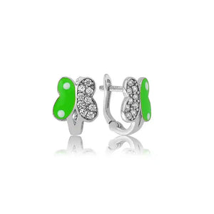 Silverlina Green Butterfly Child Earrings