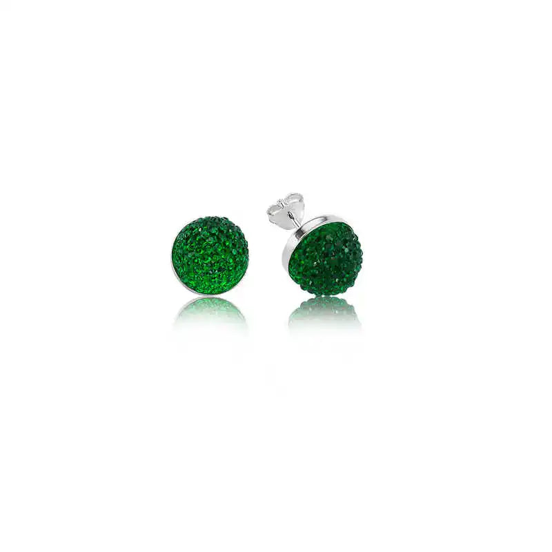 Silver Green Crystal Studded Earrings