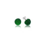 Silver Green Crystal Studded Earrings
