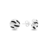 Silverlina Silver Half Ball Crystal Stone Earrings