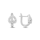 Silverlina Silver Heart Zircon Stone J Earrings