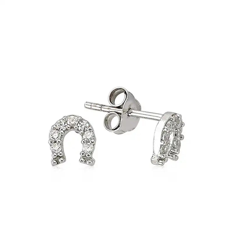 Silverlina Studded Horseshoe Earrings